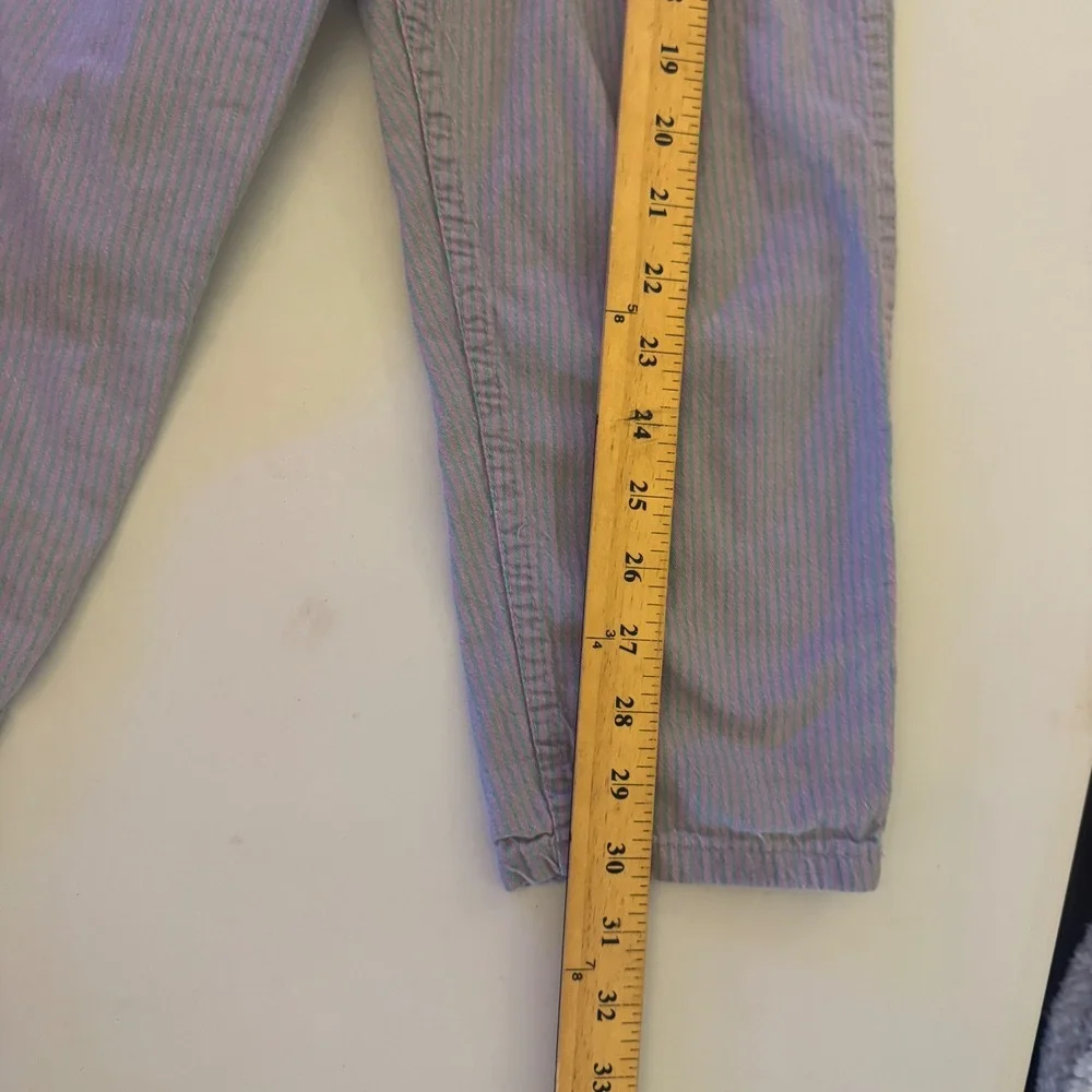 OshKosh B'gosh Overalls Vestbak 4T Purple Green Hickory Stripe USA 1990s Vintage